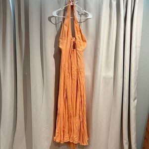 Free People Halter Maxi Dress in Orange/peach color